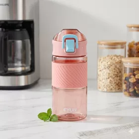   500 ml-es szívószálas sport kulacs csúszásmentes markolattal – BPA-mentes ivópalack, rózsaszín-kék