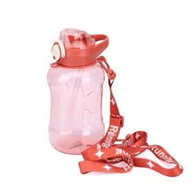   Motivációs kulacs Power 900 ml sport kulacs nyakba akaszthatós pántal - Rózsaszín