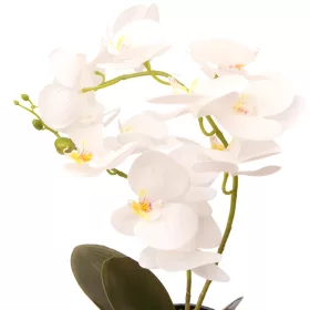   Mű Orchidea 2 szálasz kerámia virágtartóban 52 cm - fehér