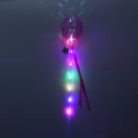   Világítós varázspálca LED-es, gömb a végén, pink szalaggal, 38 cm hosszú
