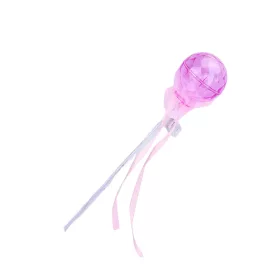   Világítós varázspálca LED-es, gömb a végén, rózsaszín szalaggal, 38 cm hosszú