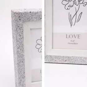   Modern képkeret 16×20 cm – 9×13 cm fotóhoz, szürke gránit kő mintás kivitelben