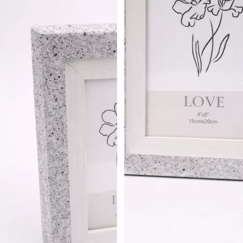 Modern képkeret 17×22 cm – 10×15 cm fotóhoz, szürke gránit kő mintás kivitelben