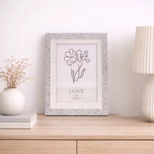 Modern képkeret 20×25 cm – 13×18 cm fotóhoz, szürke gránit kő mintás kivitelben