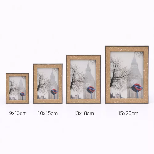 Modern képkeret 13,5×18,5 cm – 10×15 cm fotóhoz, szürke–barna színkombinációban