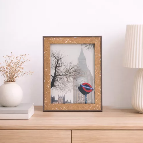 Modern képkeret 13,5×18,5 cm – 10×15 cm fotóhoz, szürke–barna színkombinációban
