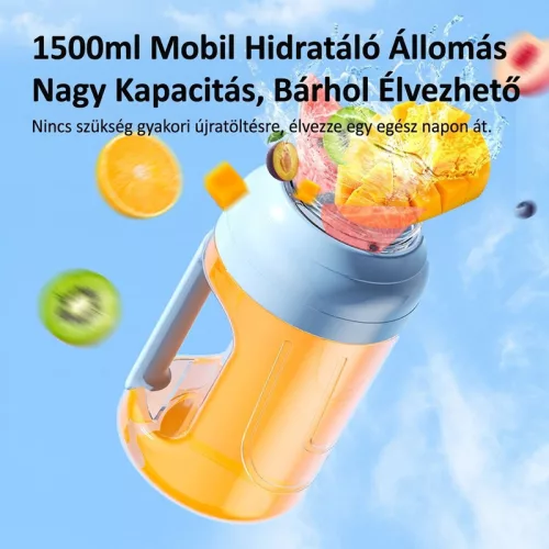 Hordozható USB Turmixgép 1500 ml – Nagy Kapacitású Smoothie és Juice Mixer, Kék