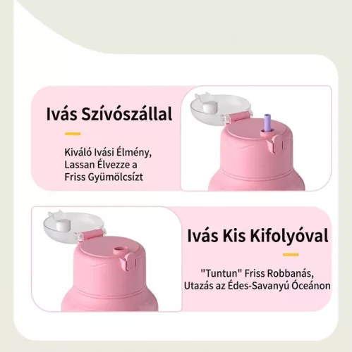 Hordozható USB Turmixgép 1500 ml – Nagy Kapacitású Smoothie és Juice Mixer, Rózsaszín