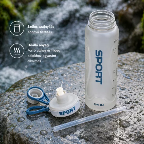 Sport kulacs 900 ml – BPA-mentes ivópalack csavaros kupakkal, szürke
