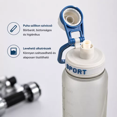 Sport kulacs 900 ml – BPA-mentes ivópalack csavaros kupakkal, fekete
