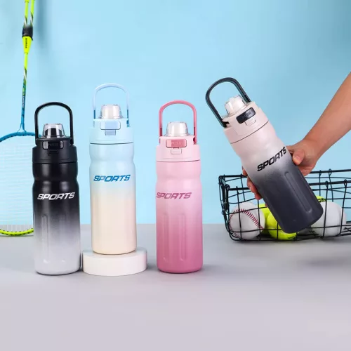 550 ml sport termosz duplafalu rozsdamentes acélból – kék-fehér szigetelt kulacs