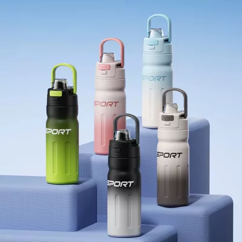 550 ml sport termosz duplafalu rozsdamentes acélból – kék-fehér szigetelt kulacs