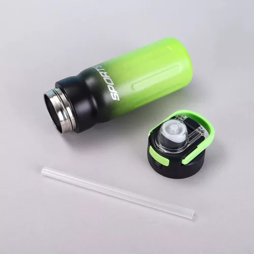 550 ml sport termosz duplafalú rozsdamentes acélból – fekete-zöld szigetelt kulacs