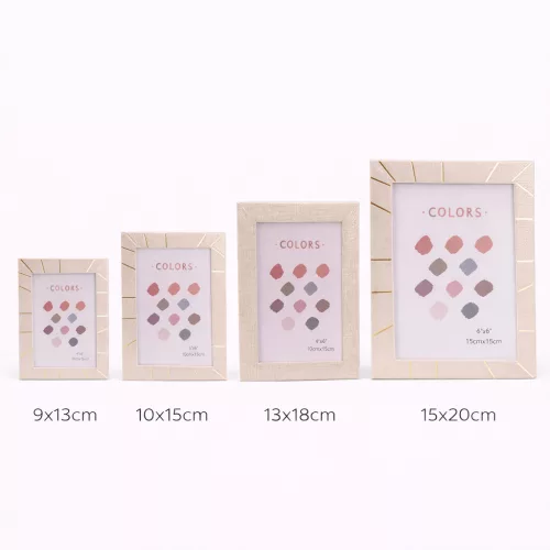 Modern képkeret 14×19 cm – 10×15 cm fotóhoz, bézs vászonhatású kivitelben