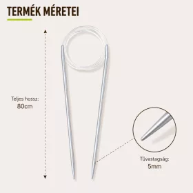 Alumínium körkötőtű 5 mm × 80 cm, rugalmas damillal