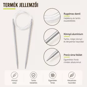 Alumínium körkötőtű 8 mm × 80 cm, rugalmas damillal