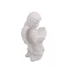 Fehér térdelő és olvasó angyal - 18 cm
