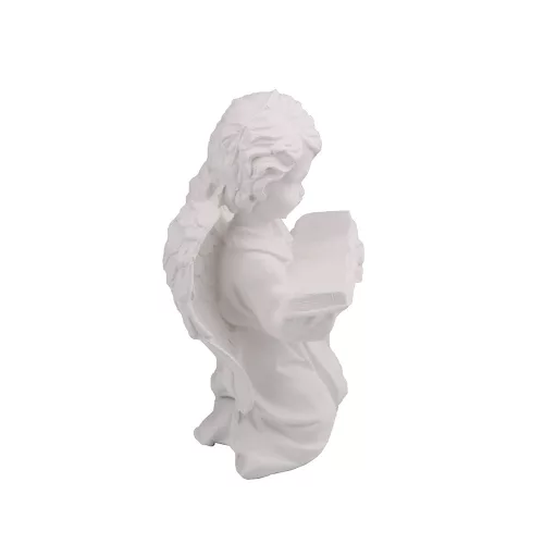 Fehér térdelő és olvasó angyal - 18 cm