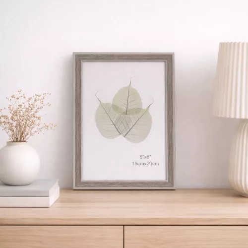 Modern képkeret 17×22 cm – 15×20 cm fotóhoz, szürke fa hatású kivitelben