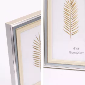   Modern képkeret 20×25 cm – 15×20 cm fotóhoz, szürke–ezüst–bézs színkombinációban