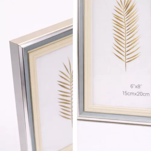 Modern képkeret 20×25 cm – 15×20 cm fotóhoz, szürke–ezüst–bézs színkombinációban