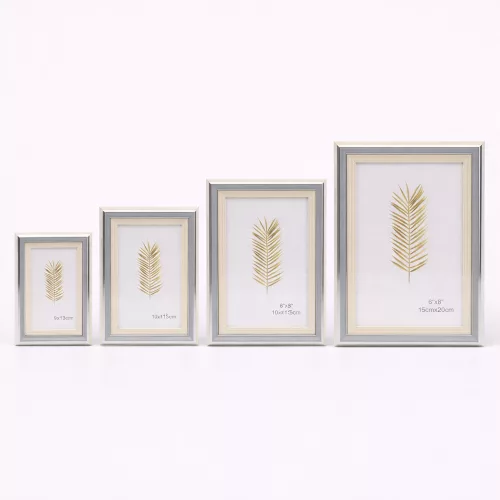 Modern képkeret 20×25 cm – 15×20 cm fotóhoz, szürke–ezüst–bézs színkombinációban