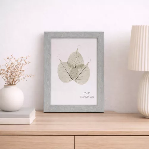 Modern képkeret 19×24 cm – 15×20 cm fotóhoz, világosszürke fa hatású kivitelben