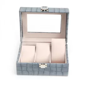   Műbőr Kígyóbőr Mintás, Elegáns óratartó 3 rekeszes - Kék