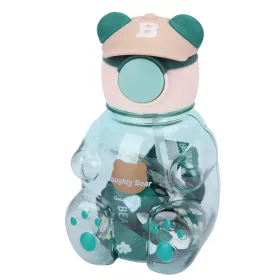   Gyerek kulacs 750 ml – zöld Naughty Bear mackós minta, szívószállal és hordozópánttal