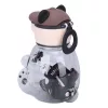 Naughty Bear 750 ml gyerek kulacs – medve formájú BPA-mentes palack szívószállal, fekete-szürke