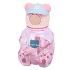   Naughty Bear 750 ml gyerek kulacs – rózsaszín medve formájú BPA-mentes palack szívószállal