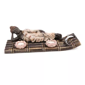 Fekvő Buddha mécsestartó - műgyanta - 39,5 cm