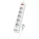 Leewello 5 aljzatos elosztó 3 USB és 1 Type-C csatlakozóval – 4000W, 16A, 2 m kábel, kapcsolóval és túlfeszültség-védelemmel, fehér