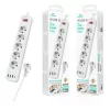 Leewello 5 aljzatos elosztó 3 USB és 1 Type-C csatlakozóval – 4000W, 16A, 2 m kábel, kapcsolóval és túlfeszültség-védelemmel, fehér