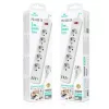 Leewello 5 aljzatos elosztó 3 USB és 1 Type-C csatlakozóval – 4000W, 16A, 2 m kábel, kapcsolóval és túlfeszültség-védelemmel, fehér