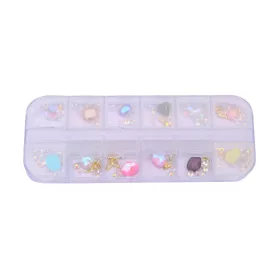 J & L glitter, díszítőkő, 12 rekeszes tartóban