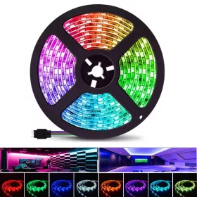   LED szalag RGB színes 5 méteres vízálló, készlet távirányítóval és tápegységgel