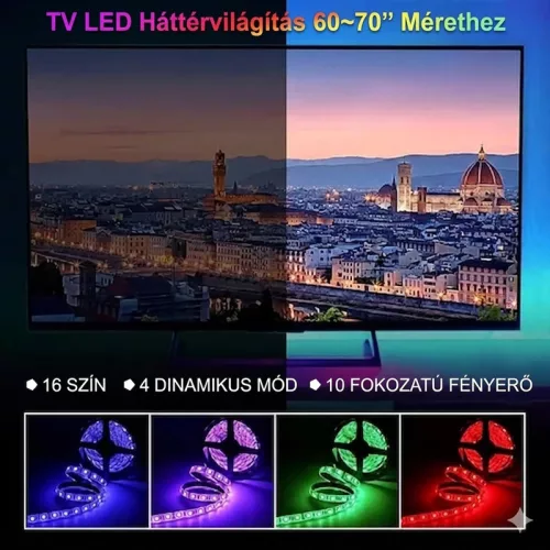 USB RGB LED szalag 5 m – Távirányítós hangulatvilágítás TV-hez, szobába, dekorációhoz