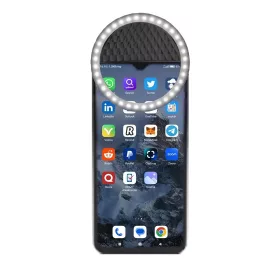   Fehér fényű selfie gyűrű lámpa mobilra,  fekete - 8,5 cm