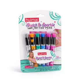   Csillámos tetováló filctoll készlet gyerekeknek – 8 színű ideiglenes body art toll szett (8+)