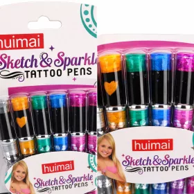   Csillámos tetováló filctoll készlet gyerekeknek – 8 színű ideiglenes body art toll szett (8+)