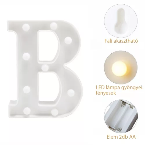 LED Dekoráció Betűk Ábécé Száma Lámpa 22 cm - C ábécé