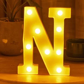   LED Dekoráció Betűk Ábécé Száma Lámpa 22 cm - N ábécé