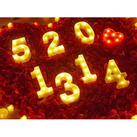   LED Dekoráció Betűk Ábécé Száma Lámpa 22 cm - 4 szám