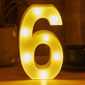   LED Dekoráció Betűk Ábécé Száma Lámpa 22 cm - 6 szám