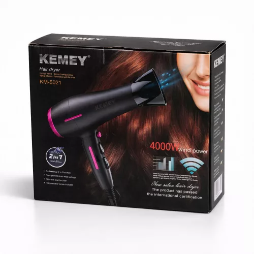 Kemey KM-5921 professzionális hajszárító – 1800 W teljesítménnyel, 4. fokozat száraz haj ápolásához