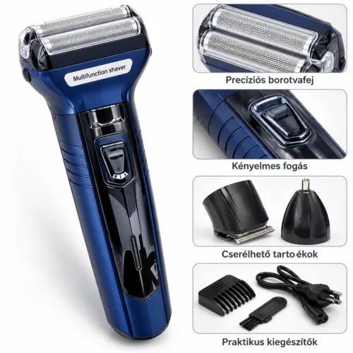Kemei KM-6333 3 az 1-ben elektromos borotva és trimmer – cserélhető fejekkel