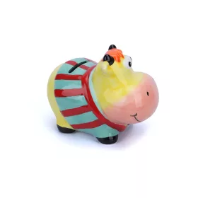   Színes boci - 14 x 10 x 8 cm porcelán pénzérme gyűjtő persely zöldeskék pulcsis