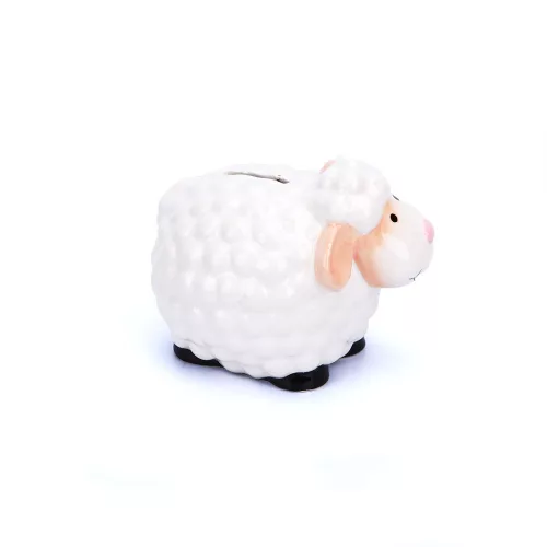 Bárányka - beige színű füles 12 x 9 x 9 cm - porcelán pénzgyűjtő persely