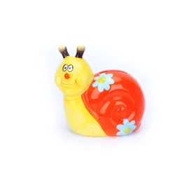   Porcelán pénzérme gyűjtő persely - 11 x 11 x 7 cm - csiga forma - sárga és narancssárga